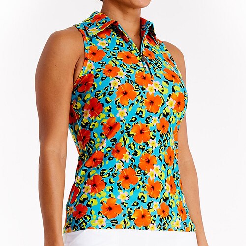 

Mulheres Camisa polo de caminhada Camisa de golfe roupas de golfe Respirável Secagem Rápida Macio Sem Manga Blusas Normal 1/4 Zip Floral Verão Primavera Golfe Badminton
