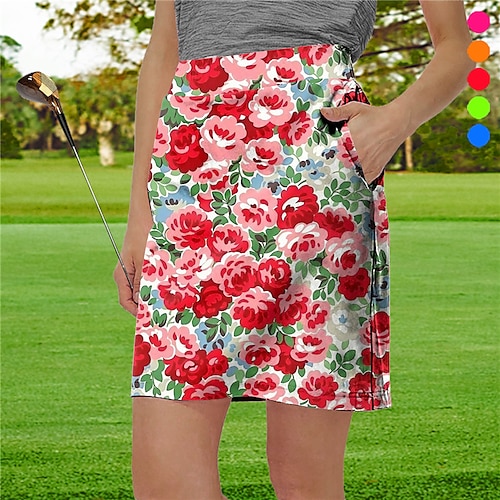 

Mulheres Saia de tênis Saia de golfe Respirável Secagem Rápida Pavio Humido Saias Roupas de Tênis Com bolsos Floral Estampado Verão Primavera Tênis Golfe Pickleball