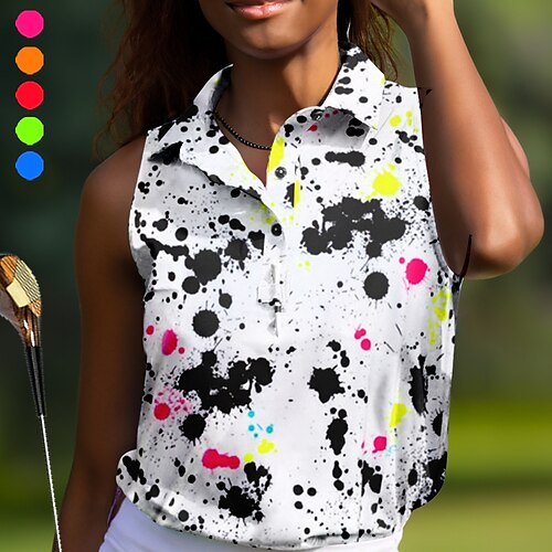 

Damen poloshirt Golfbekleidung Golfkleidung Atmungsaktiv Schnelltrocknend Leichtgewichtig Ärmellos T-Shirt Shirt Geometrie Bedruckt Sommer Golfspiel