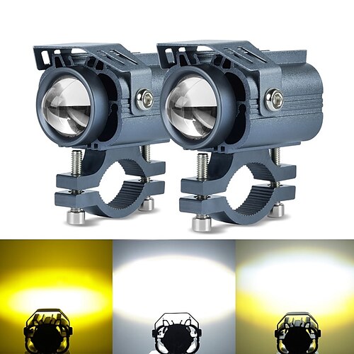 

2 Inch Motorcycle Spot Lights Dual Colors White Amber LED Driving Lights Fog Lamps 60W Motorcycle White Yellow Headlights for Motorcycle Bike Car ATV