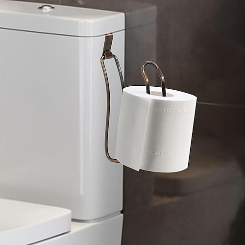 

sur le réservoir porte-rouleau de papier toilette distributeur et réserve pour le rangement et l'organisation de la salle de bain - métal, suspendu, contient 1 rouleau, accessoires de salle de bain