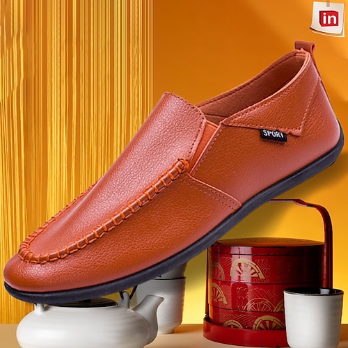 

Hombre Zapatos de taco bajo y Slip-On Zapatos casuales de hombre Mocasín mocasines de conducción Negocios Vintage Casual Hogar Diario Zapatos de Paseo Cuero Transpirable Negro Naranja Verano Primavera