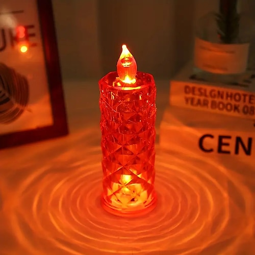 Led Electronic Candle Light, Rose Pattern Refraction Halo