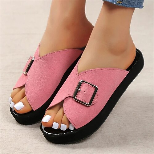 

Femme Sandales Chaussons Pantoufles d'extérieur Extérieur Plage Eté Talon Plat Elégant Décontractées Minimalisme Satin Mocassins Couleur unie Noir Rose Claire Grise