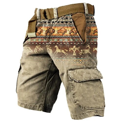 

Homens Calção Shorts de verão Shorts casuais Bolsos Com Cordão Cintura elástica Gráfico Animal Estampa Geométrica Respirável Macio Curto Casual Diário Feriado Moda Roupa de rua Cáqui Micro-Elástica