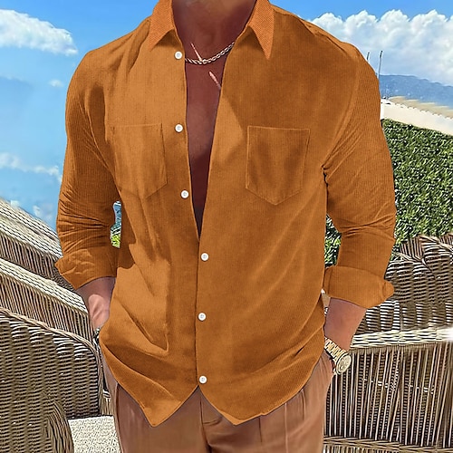 

Homme Chemise décontractée Jaune Rose Claire Vin Marine foncé Bleu manche longue Bandes verticales Couleur unie / unie Col rabattu Plein Air Vacances Bouton bas Vêtement Tenue Mode Loisir