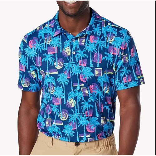 

Herren poloshirt Golfhemd Golfkleidung Atmungsaktiv Schnelltrocknend Weich Kurzarm Shirt Regular Fit Blumen Streifen Sommer Frühling Fitnesstraining Golfspiel Badminton