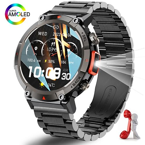 

iMosi S100 Montre intelligente 1.45 pouce Smartwatch Montre Connectée Bluetooth Podomètre Rappel d'Appel Moniteur d'Activité Compatible avec Android iOS Femme Hommes Mode Mains-Libres Imperméable