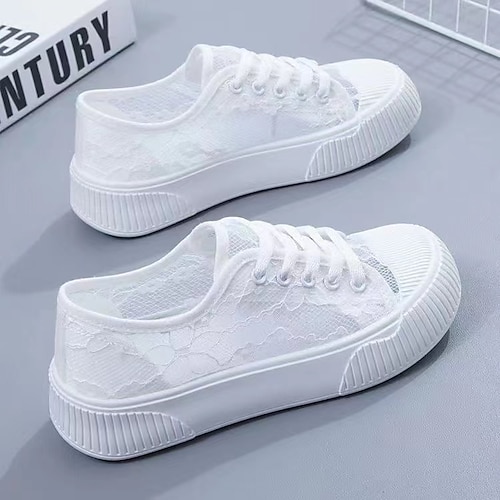 Women's White Canvas Sneakers, Comfy & Stylish