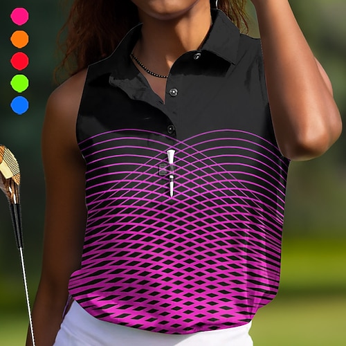 

Femme T-shirt POLO Chemise de golf Polo boutonné Respirable Séchage rapide Evacuation de l'humidité Sans Manches Vêtements de golf Top Standard Imprimé Eté Tennis Le golf Pickleball