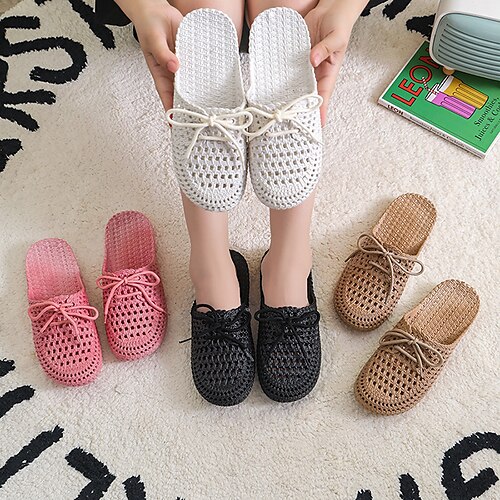 

Women's Slippers Clogs House Slippers Bath Slippers Home Daily Summer Flat Heel Round Toe Casual Minimalism PVC Loafer Solid Color 888 black 888 pink 888 white