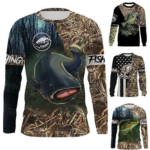 

Hombre Camisa de pesca Camiseta de rendimiento Exterior Manga Larga Protección Solar UPF50 Transpirable Secado rápido Ligero Camiseta Primavera Otoño Exterior Pesca Negro Marrón Verde