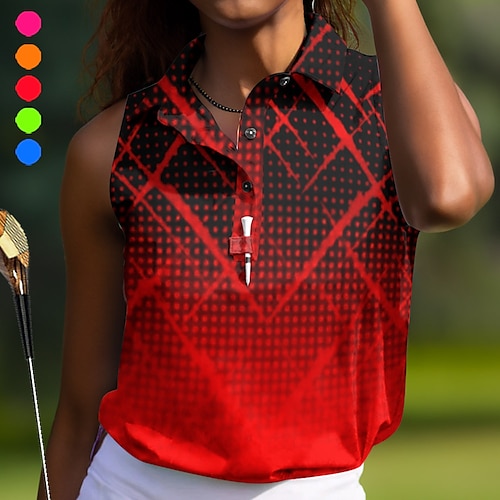 

Damen poloshirt Golfhemd Geknöpftes Poloshirt Atmungsaktiv Schnelltrocknend Feuchtigkeitsableitung Ärmellos Golfbekleidung Golfkleidung Regular Fit Bedruckt Sommer Tennis Golfspiel Pickleball