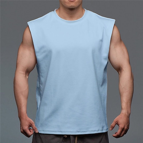 Summer Customized Solid Color 100 Cotton T Shirt Without Sleeve Men's Basic  Sleeveless T Shirt - China Sleeveless T Shirt and Tank Top price