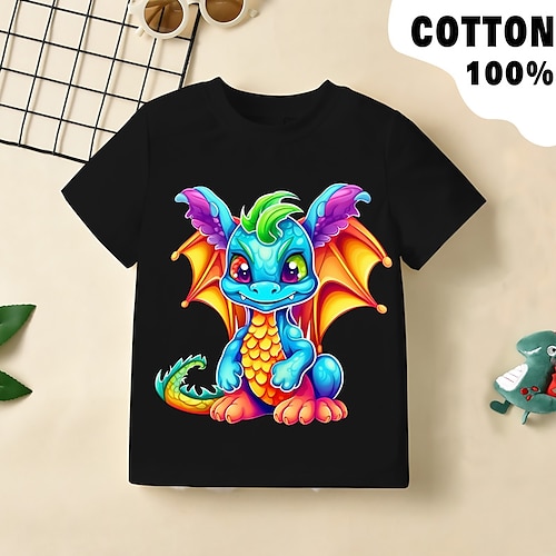 

Boys T shirt Short Sleeve T shirt Tee Graphic Animal Dinosaur 3D Print Active Sports Fashion 100% Cotton Outdoor Casual Daily Kids Crewneck 3-12 Years 3D Printed Graphic Regular Fit Shirt