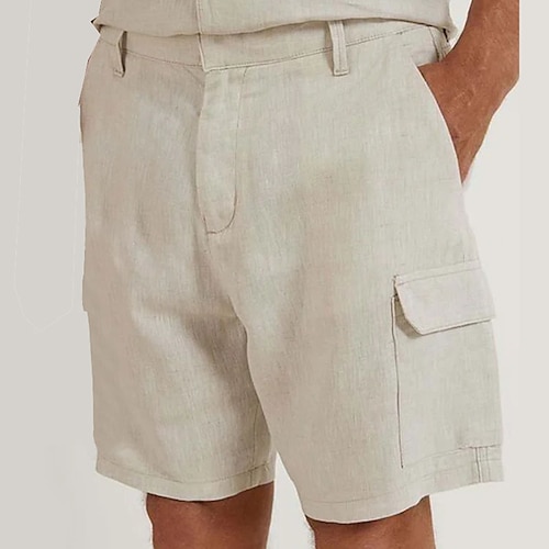 

Hombre Pantalón corto Pantalones cortos de lino Pantalones cortos de verano Bolsillo Pierna recta Plano Comodidad Transpirable Corto Casual Diario Festivos Mezcla Lino / Algodón Moda Design Blanco