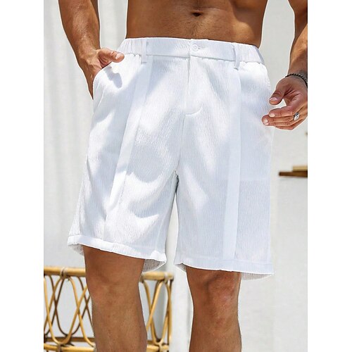 

Homme Short Short en lin Short d'été Poche Jambe droite Plein Confort Respirable Court Casual du quotidien Vacances Mélange de Lin Coton Mode Design Blanche