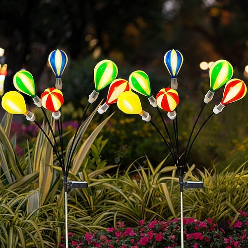 

2/1 pièces solaire ballon à air chaud balançoire lumières led luciole pelouse lumières cour jardin extérieur étanche camping fête décorative paysage lumière