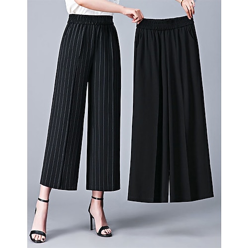 

Mujer Pantalones Negro Blanco Astilla negro Ropa de calle Casual Confort Calle Casual Festivos Bolsillo Longitud total Comodidad Plano XL 2XL 3XL 4XL 5XL