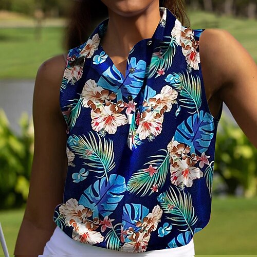 

Mujer Camisas de polo Camiseta de golf Polo con botones Transpirable Secado rápido Dispersor de humedad Sin Mangas Ropa de golf ropa de golf Ajuste regular Floral Verano Tenis Golf pepinillo