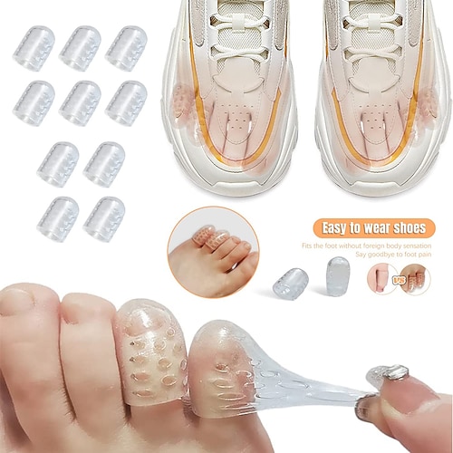 

10pcs Silicone Breathable Toe Covers, Silicone Anti-Friction Toe Protector, Little Toe Protectors Caps Guards for Men Women, Blisters and Ingrown Toenails