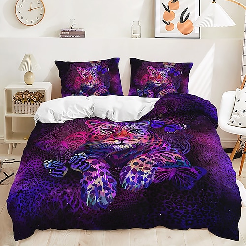 

Conjunto de capa de edredom colorido 3D tie dye/conjunto de cama/conjunto de edredom/conjunto de colcha com animal tigre leopardo parrern, inclui 1 capa de edredom e 1 ou 2 fronhas.