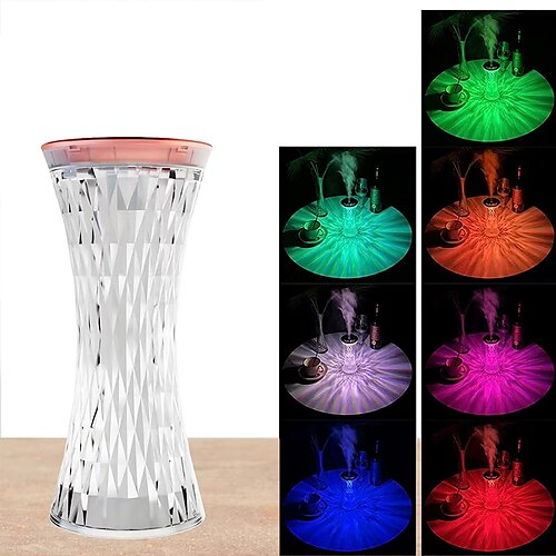 

luz de cristal com mudança de cor mágica rgb toque usb lâmpada de mesa colorida com umidificador 270ml capacidade do tanque de água adequado para quarto decoração de escritório sala de estar em casa