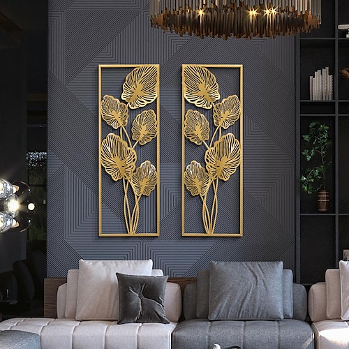 

1 pieza de arte de pared de metal con hoja de oro para decoración al aire libre escultura de pared a prueba de herrumbre ideal para jardín, hogar, granja, patio y dormitorio 30x8 5 cm/11,8 ''x 33,4''