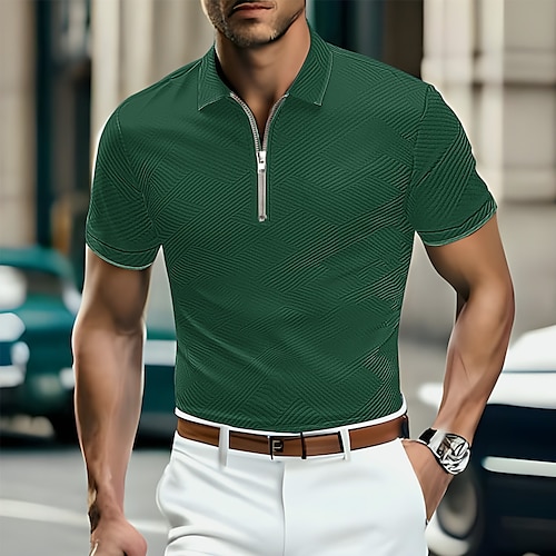 

Herren Poloshirt Poloshirt mit Viertelreißverschluss Casual Festtage Kargen Viertel Postleitzahl Kurzarm Modisch Basic Glatt Viertel Postleitzahl Sommer Regular Fit Schwarz Weiß Dunkelgrün Braun Grün