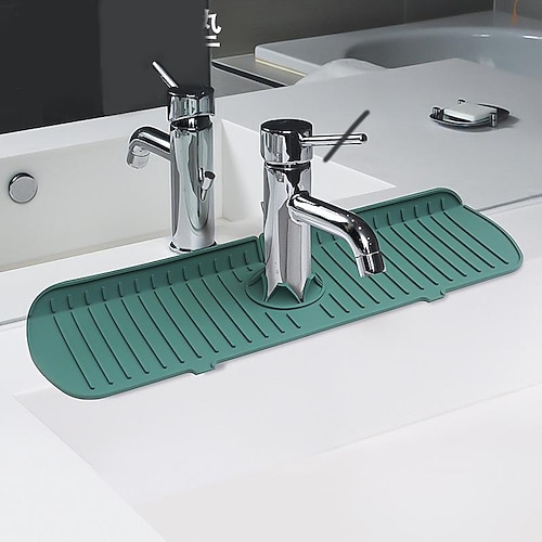 24 inch Sink Splash Guard Mat, Silicone Faucet Handle Drip Catcher