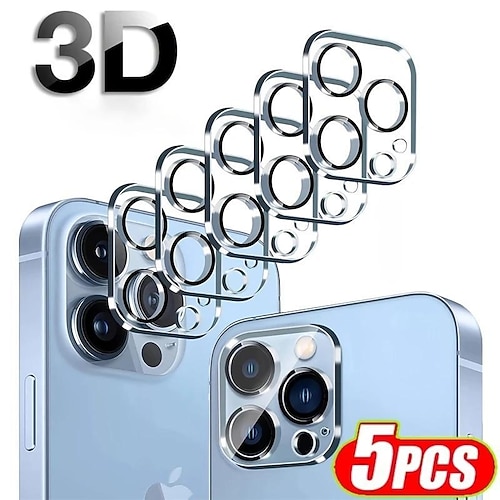 

5 piezas protector de lentes de cámara Para Apple iPhone 14 Pro Max 14 Plus 13 12 11 Pro Max Mini SE Vidrio Templado Dureza 9H Anti-Huellas Alta definición (HD) A prueba de explosión Anti-Arañazos