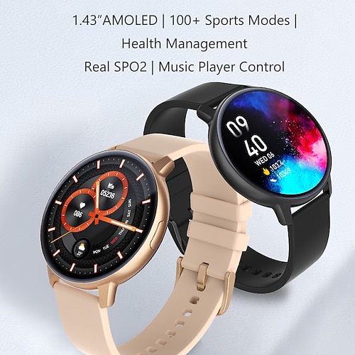 

696 s48t montre intelligente 1,43 pouces smartwatch fitness montre de course bluetooth podomètre rappel d'appel traqueur de sommeil compatible avec android ios femmes hommes toujours affiché