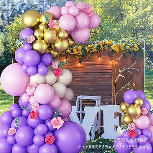 

Cadeia de balão roxo rosa 94 peças, festa de pedido de casamento, balão de decoração de festa de aniversário