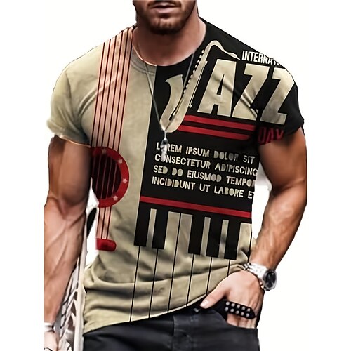 

Homens Camiseta Gráfico Música Gola Redonda Roupa Impressão 3D Ao ar livre Diário Manga Curta Imprimir Moda Designer Vintage