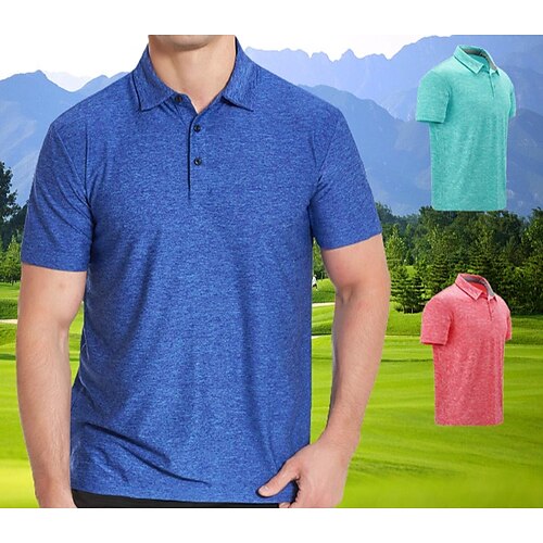 

Homens Camisa polo de caminhada Camisa de golfe roupas de golfe Respirável Secagem Rápida Macio Manga Curta Blusas Normal Côr Sólida Verão Primavera Treino de Ginástica Golfe Badminton