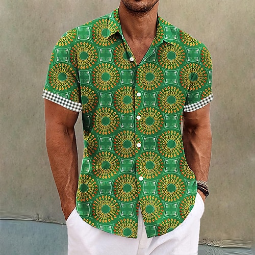 

Homme Chemise Chemise hawaïenne Floral Imprimés Photos Rétro Vintage Col rabattu Jaune Vin Bleu Violet Vert Extérieur Plein Air Manches courtes Imprimer Vêtement Tenue Mode Vêtement de rue Design