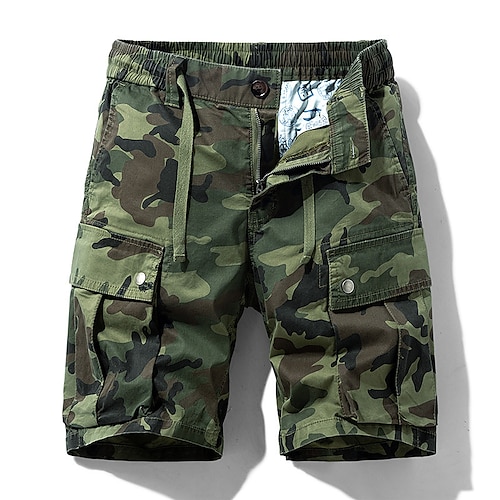 

Homens Shorts táticos Bermuda Cargo Bolsos Côr Camuflagem Conforto Respirável Ao ar livre Diário Para Noite Moda Casual Verde Tropa Cáqui