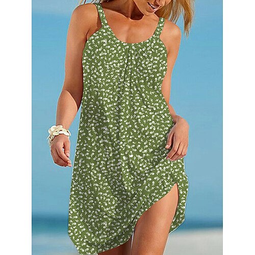 

Mujer Vestimenta casual Vestido de verano Vestido lencero floral ditsy Estampado Escote en U Mini vestido Moda Diario Festivos Sin Mangas Holgado Rojo Azul Piscina Morado Verano Primavera S M L XL XXL