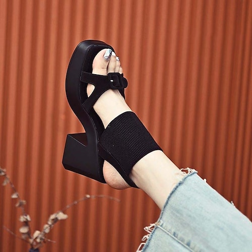 

Damen Sandalen Absatzsandalen Täglich Reißverschluss Blockabsatz Offene Spitze Modisch Minimalismus Lackleder Knöchelriemen Feste Farbe Schwarz Weiß Beige