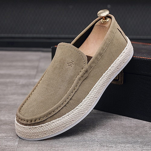 

Men's Loafers Slip-Ons Casual Shoes Moccasin British Style Plaid Shoes Comfort Shoes Casual British Daily PU Breathable Comfortable Blue Khaki Spring Fall