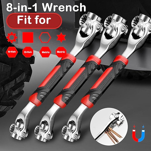 

1pc Spanner Socket Wrench, Multi-Functional Spanner Tools With Spline Bolts 360 Degree Rotating Head, Universal Wrench For Furniture Car Repair