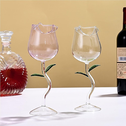 Plcnn 2Pcs Rose Flower Wine Glasses Creative Rose Cocktail Glass Flower  Shaped Cocktail Wine Glass S…See more Plcnn 2Pcs Rose Flower Wine Glasses