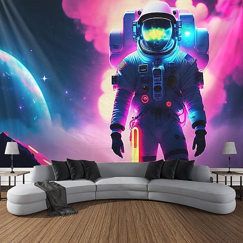 

métaverse astronaute univers suspendu tapisserie art mural grande tapisserie murale décor photographie toile de fond couverture rideau maison chambre salon décoration