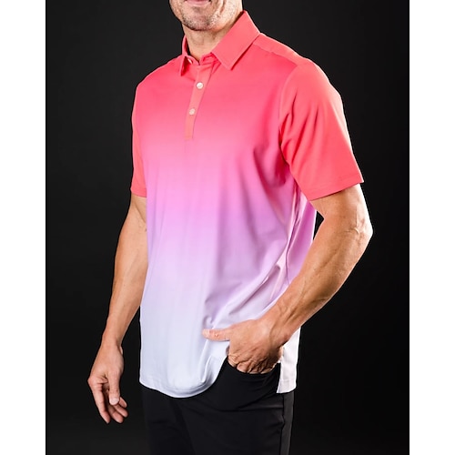 Mens Golf Shirt Short Sleeve Breathable Golf Clothing Men Quick