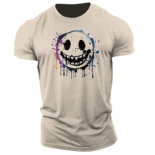 

гримаса улыбка лицо принт мужская футболка из 100% хлопка с графикой забавная рубашка с коротким рукавом удобная повседневная футболка уличная летняя дизайнерская одежда