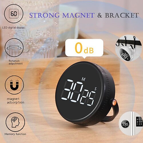 LED Digital Timer Kitchen Cooking Alarm Magnetic Yoga Countdown Stopwatch