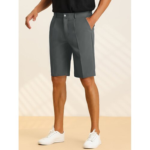 

Men's Shorts Dress Shorts Bermuda shorts Work Shorts Pocket Plain Comfort Breathable Outdoor Daily Going out Fashion Casual Black Khaki