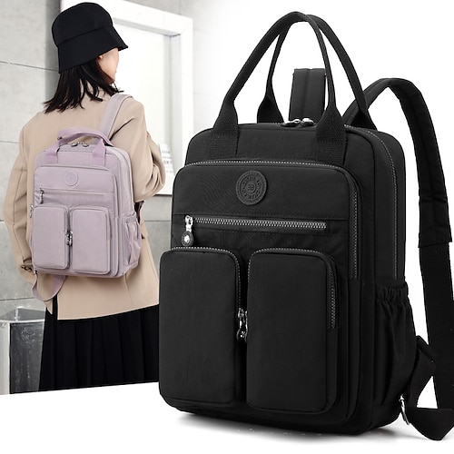 

Mochila de moda 2022 para mujer, impermeable, de nailon, con mango suave, sólida, multibolsillo, de viaje, con cremallera, mochilas escolares femeninas, mochila para ordenador portátil