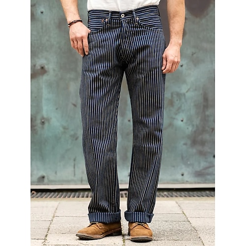 

Hombre Vaqueros Pantalones Pantalones de mezclilla Bolsillo Pierna recta Raya Comodidad Transpirable Exterior Diario Noche Mezcla de Algodón Moda Casual Negro Azul Oscuro