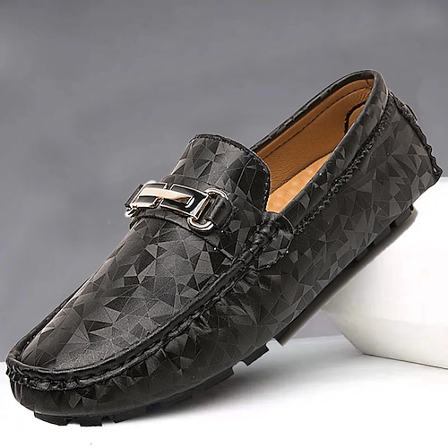 

Hombre Zapatos de taco bajo y Slip-On Calzado de Barco Mocasín Zapatos de conducción Mocasines Casual Británico Diario Oficina y carrera Cuero Plata Negro Primavera Otoño